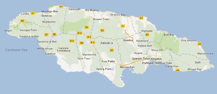 Regions Map of Jamaica